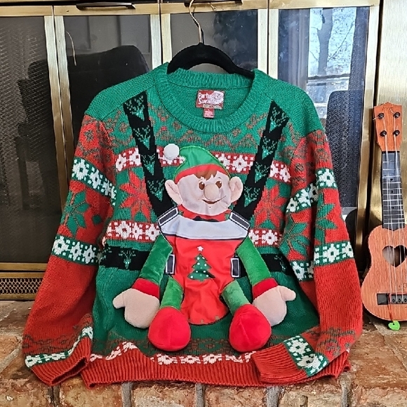 Party Sweater Sweaters - Holiday Elf Sweater in Green and Red